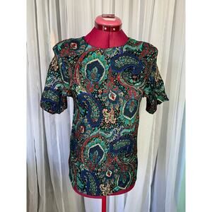 pull over top paisley blue red green